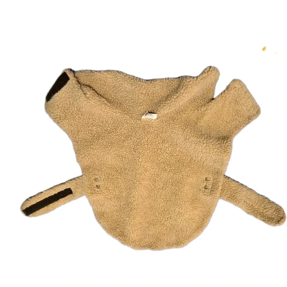 Brown Bomber Dog Jacket‎ Size Medium Faux Leather Sherpa Lined Coat Walk Winter